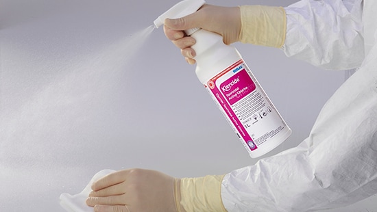 Spray and Wipe with Sporicidal Active Chlorine 