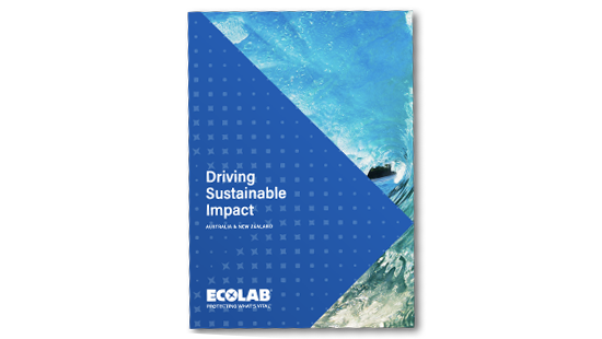 Cover of the 2021 Ecolab Sustainability Report for ANZ