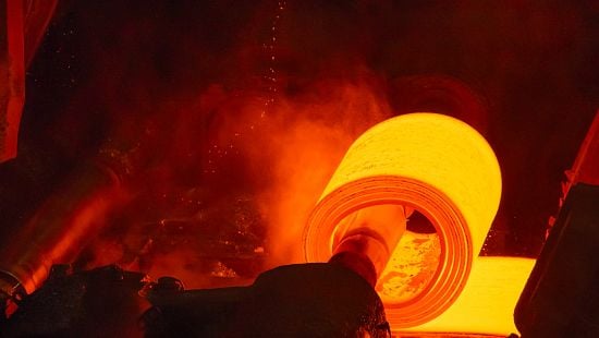 Steel slab in a hot rolling mill